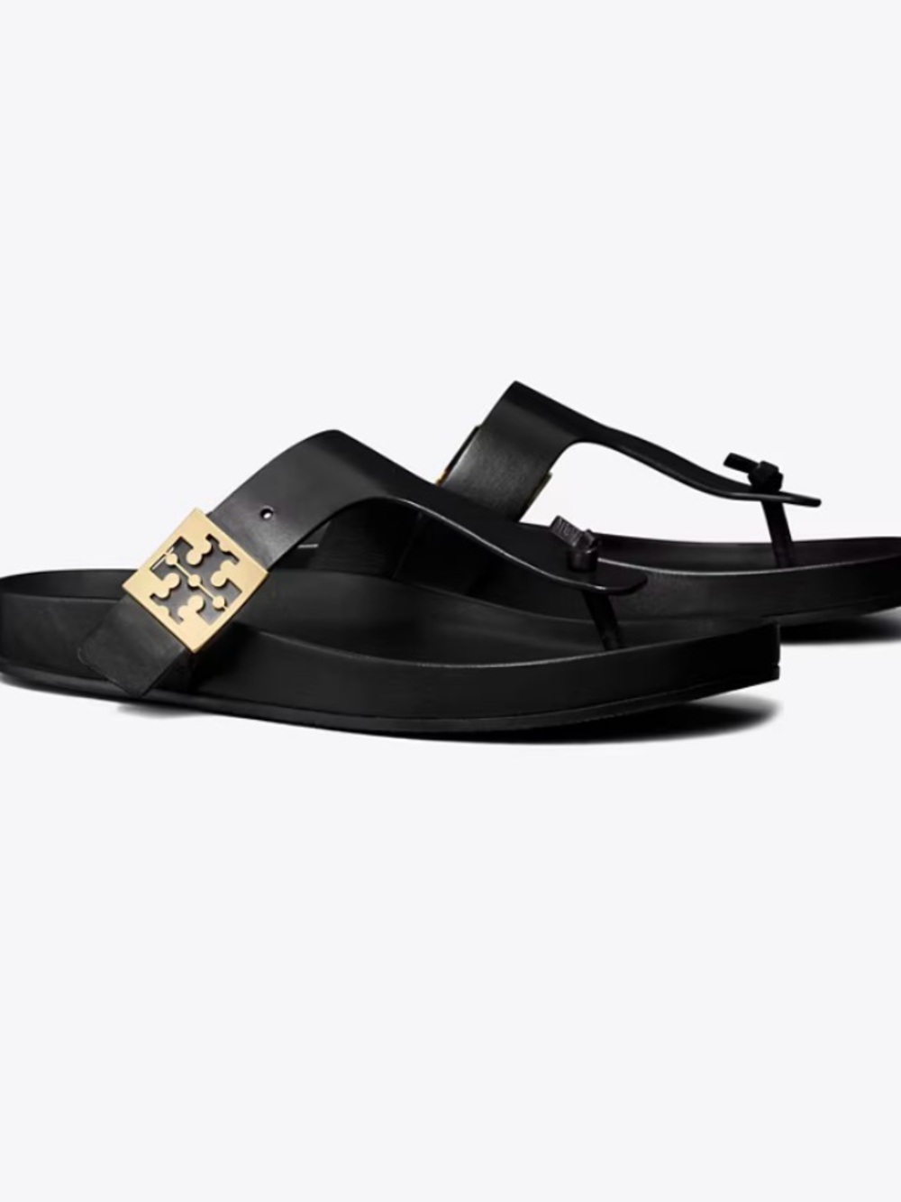 Tory Burch Mellow Thong Sandals with Gold Logo Accent - Size 9